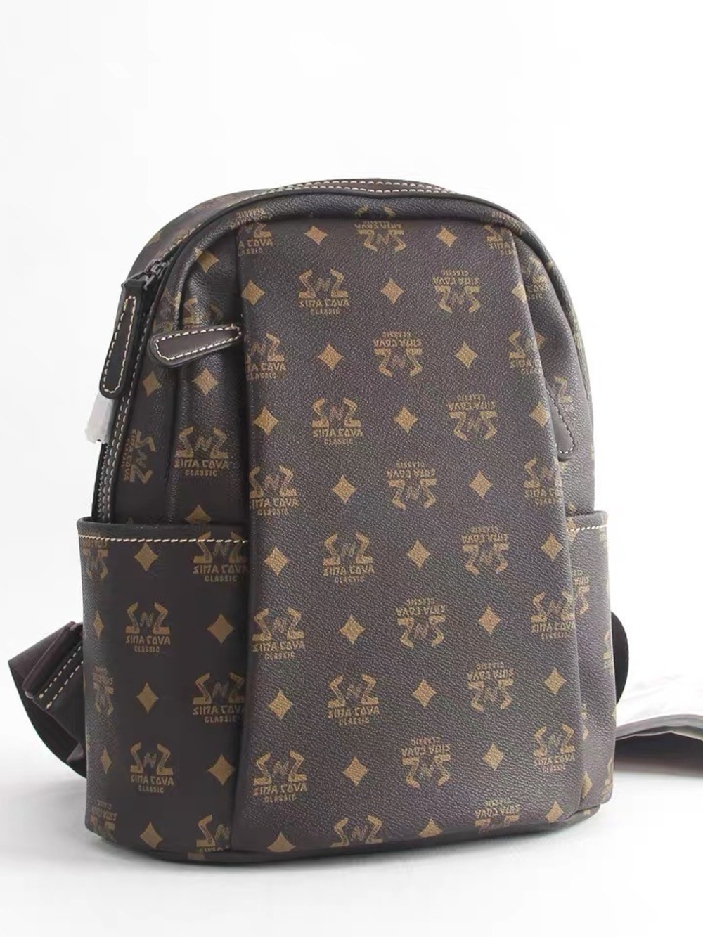 Classic Brown Monogram Backpack with Matching Cosmetic Pouch